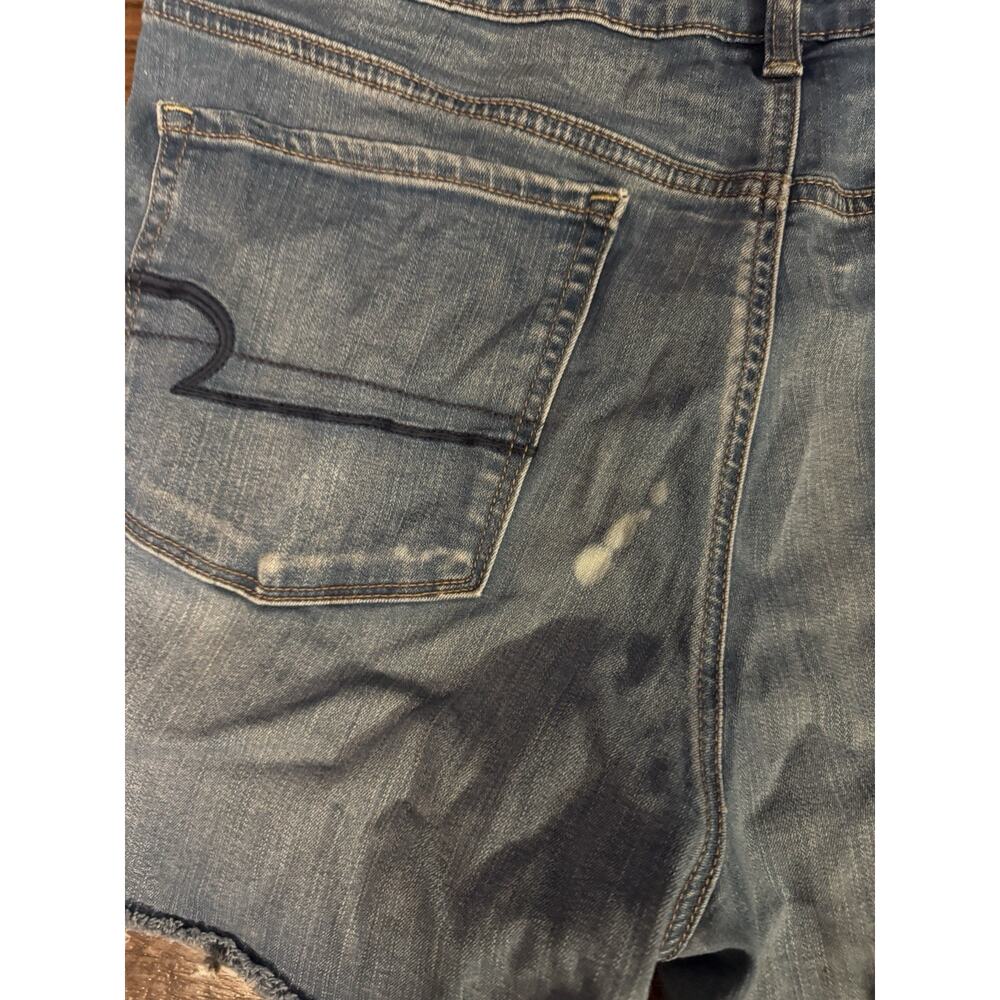 American Eagle Super Hi-Rise Shortie Stretch Blue Denim Shorts Plus Size 18 - Picture 3 of 12